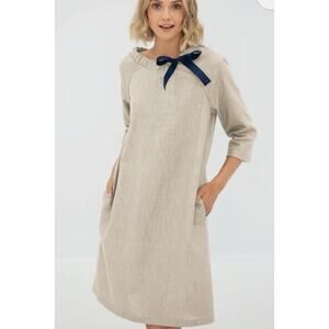 NWOT Le Muse A Line Dress Linen Blend The French Cocktail Beige Size XL